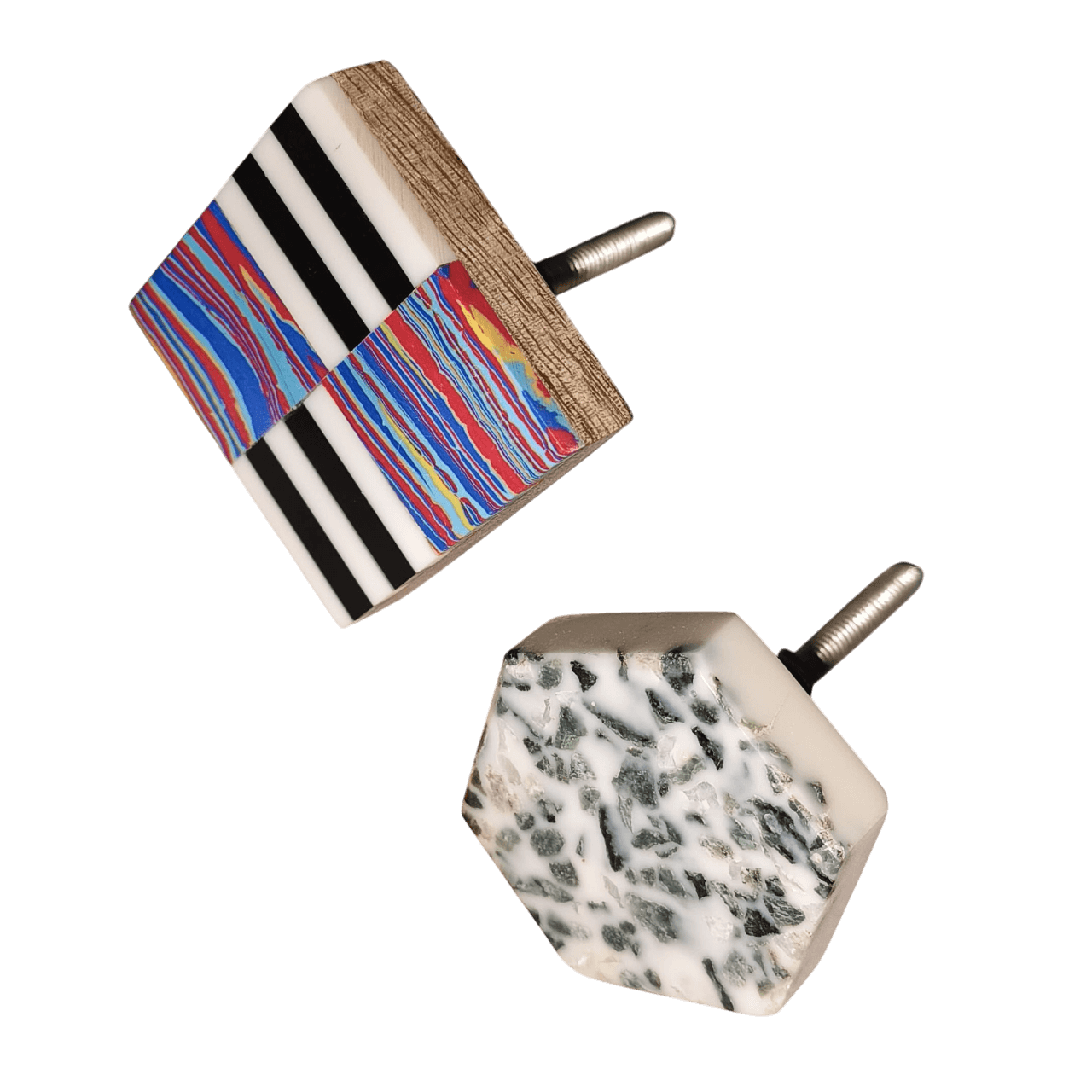 IRON & WOOD MARBLE KNOB (MULTI COLOR)